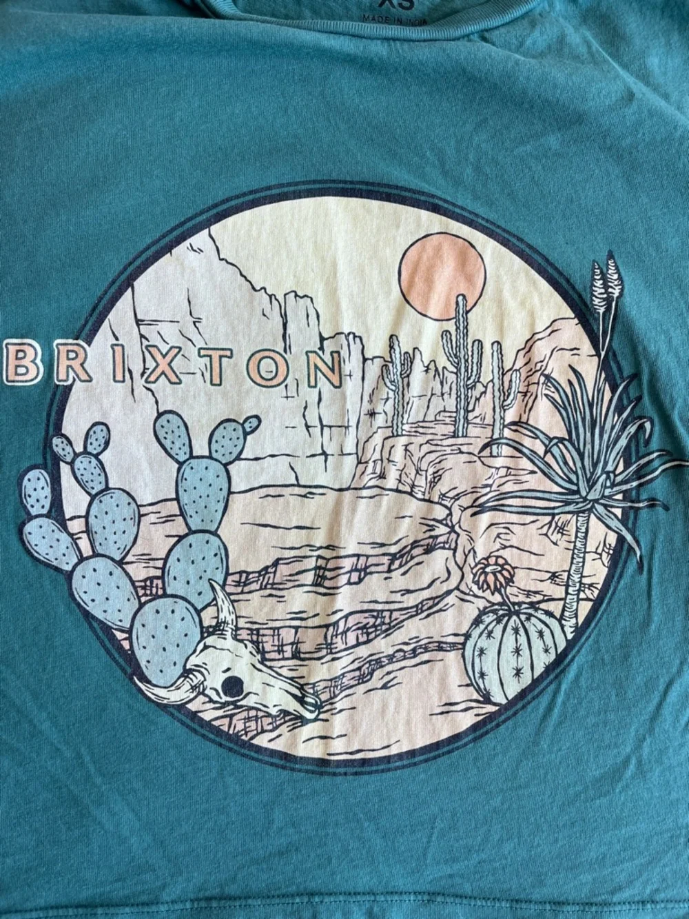 Brixton Women's Oversized Desert Cactus Boxy Crew Tee Shirt Cactus Green Sz XS - Picture 3 of 5